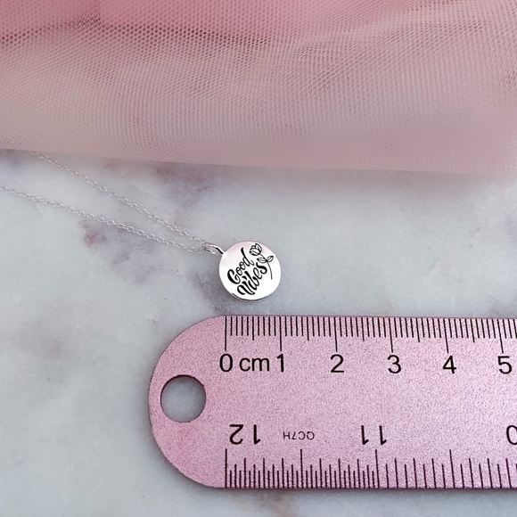 925 SS Good Vibes disc charm necklace - Picture 6 of 8